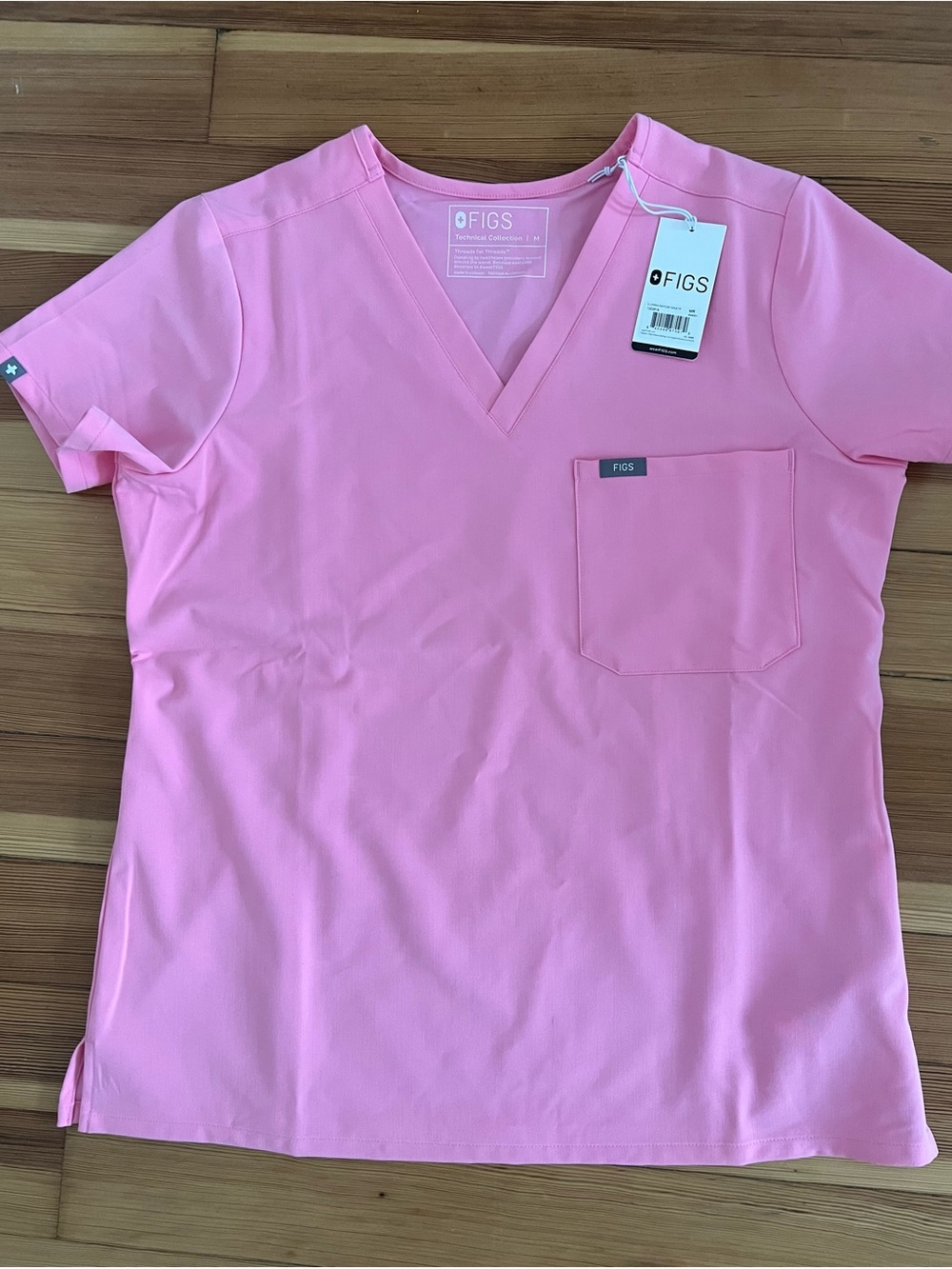 Figs Sunrise Pink Short Sleeve V-Neck Scrub Top - Picture 2 of 3